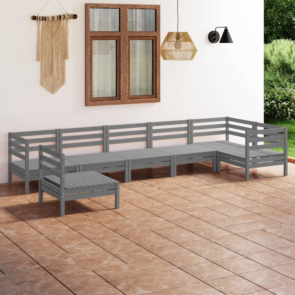 7-tlg. Garten-Lounge-Set Massivholz Kiefer
