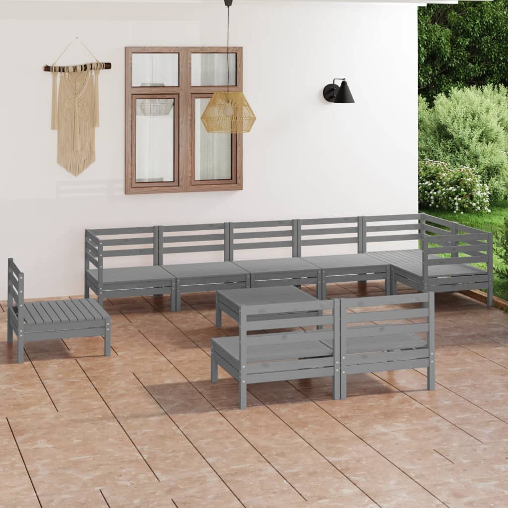 vidaXL 10-tlg. Garten-Lounge-Set Massivholz Kiefer