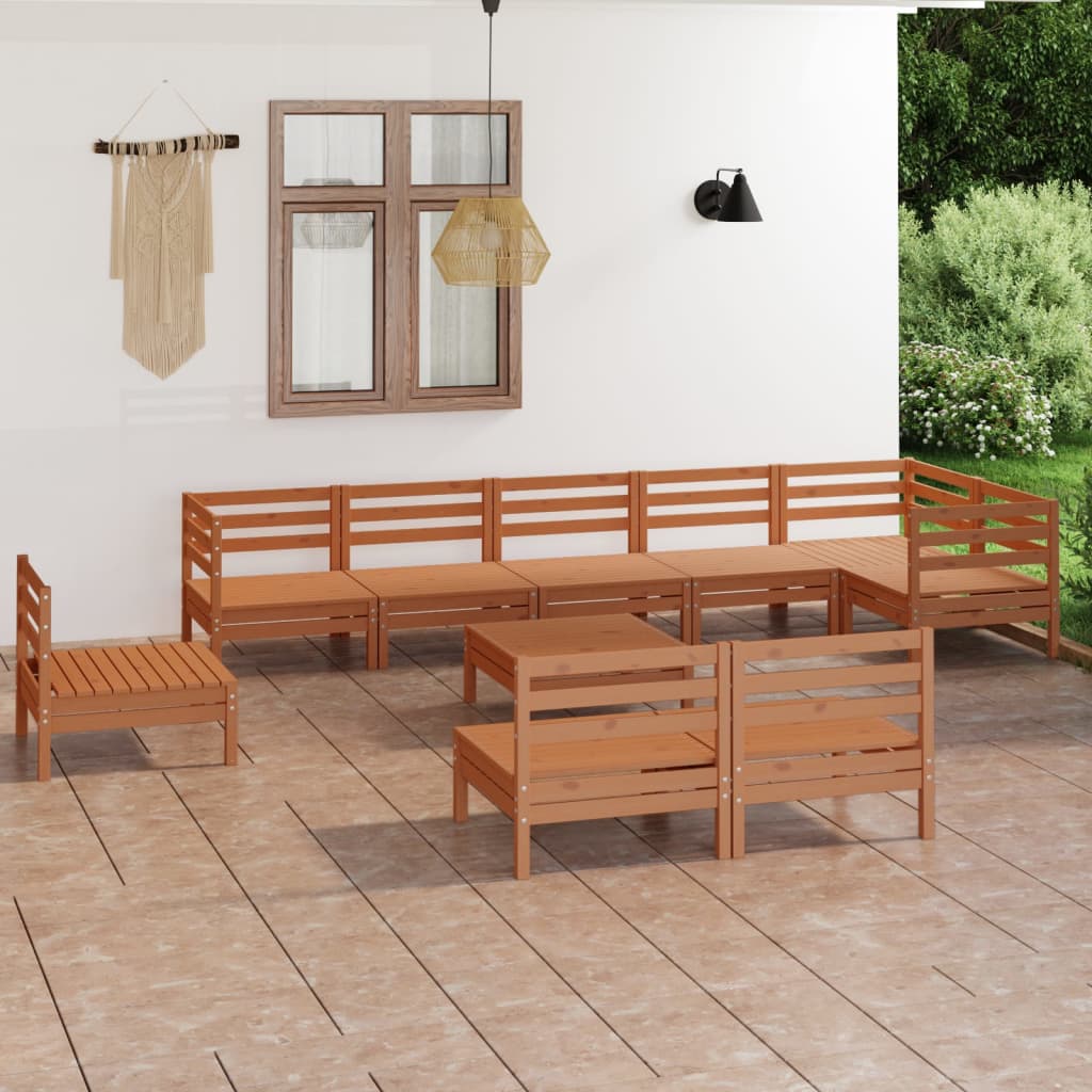 10-tlg. Garten-Lounge-Set Massivholz Kiefer