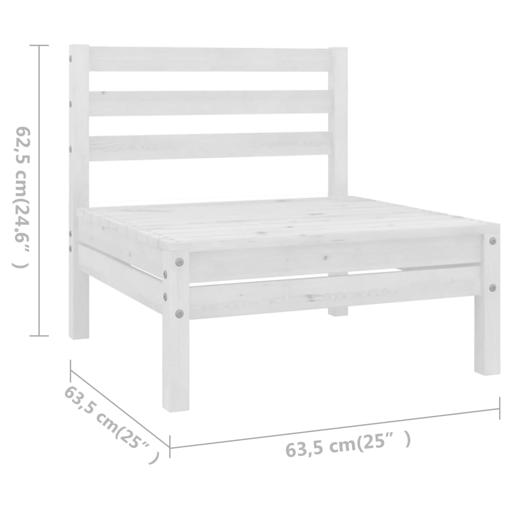 9-tlg. Garten-Lounge-Set Massivholz Kiefer Weiß