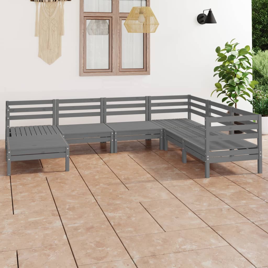 7-tlg. Garten-Lounge-Set Massivholz Kiefer Weiß