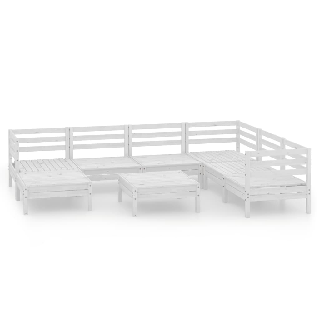 8-tlg. Garten-Lounge-Set Massivholz Kiefer Weiß