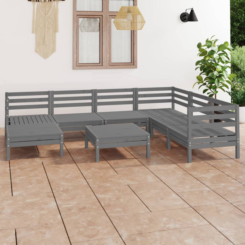 8-tlg. Garten-Lounge-Set Massivholz Kiefer Weiß