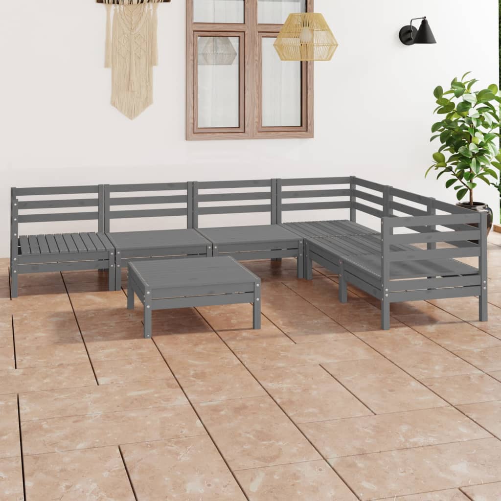 7-tlg. Garten-Lounge-Set Massivholz Kiefer Weiß