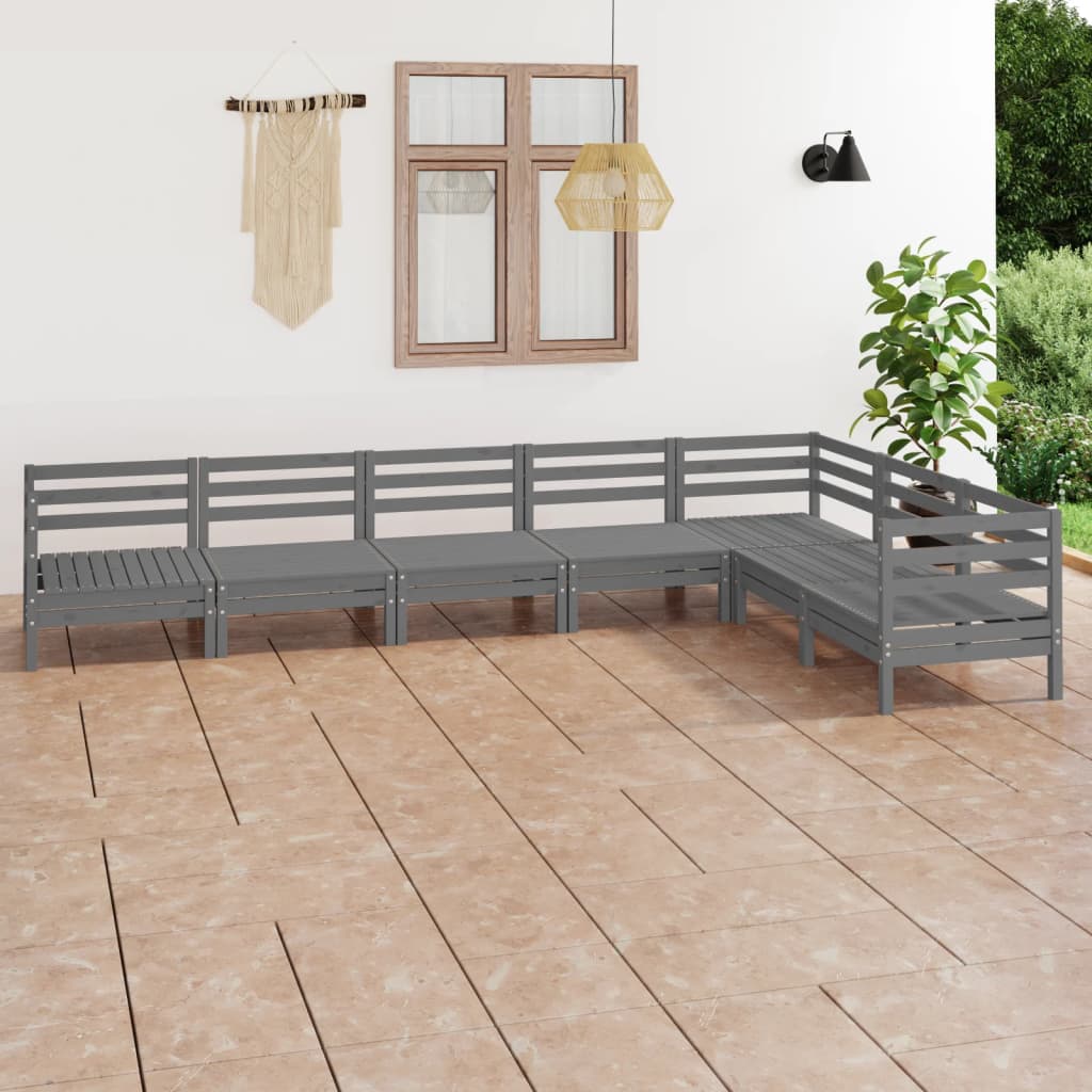 7-tlg. Garten-Lounge-Set Massivholz Kiefer