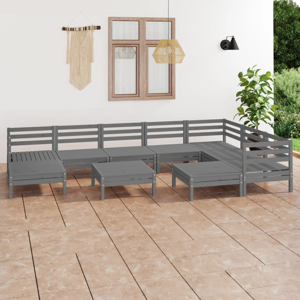 10-tlg. Garten-Lounge-Set Massivholz Kiefer