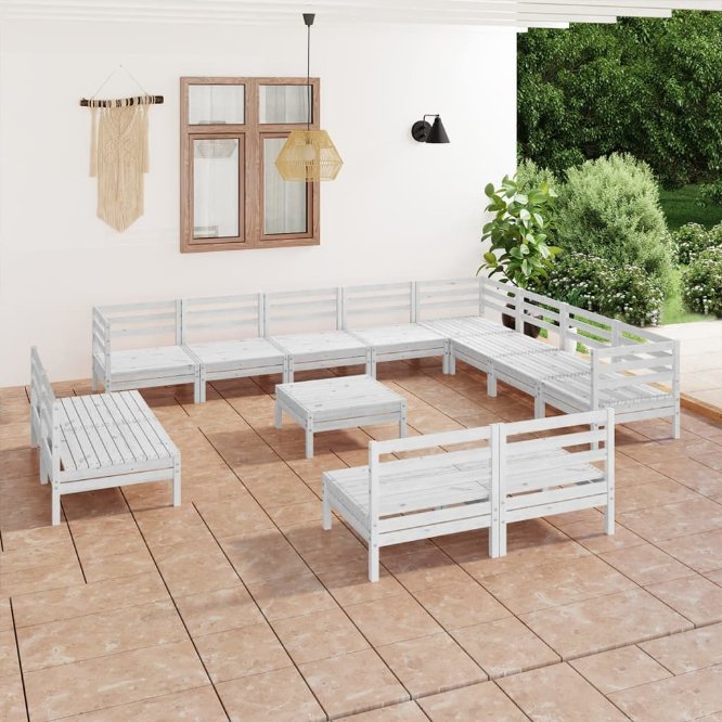 13-tlg. Garten-Lounge-Set Massivholz Kiefer