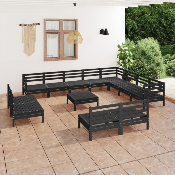 13-tlg. Garten-Lounge-Set Massivholz Kiefer