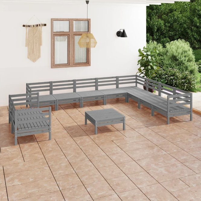 vidaXL 11-tlg. Garten-Lounge-Set Massivholz Kiefer