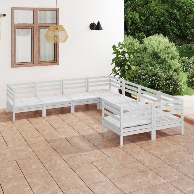8-tlg. Garten-Lounge-Set Massivholz Kiefer