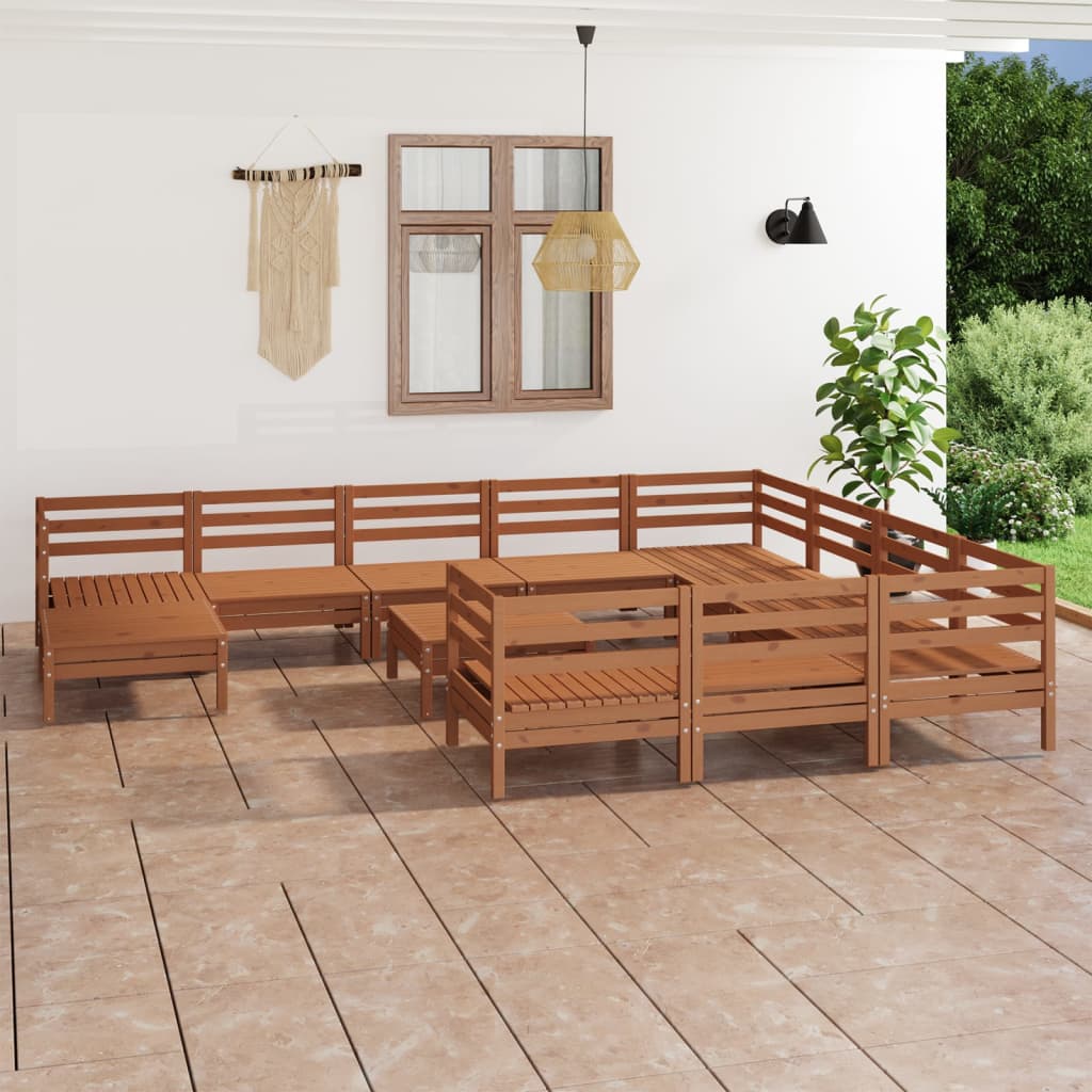 12-tlg. Garten-Lounge-Set Massivholz Kiefer