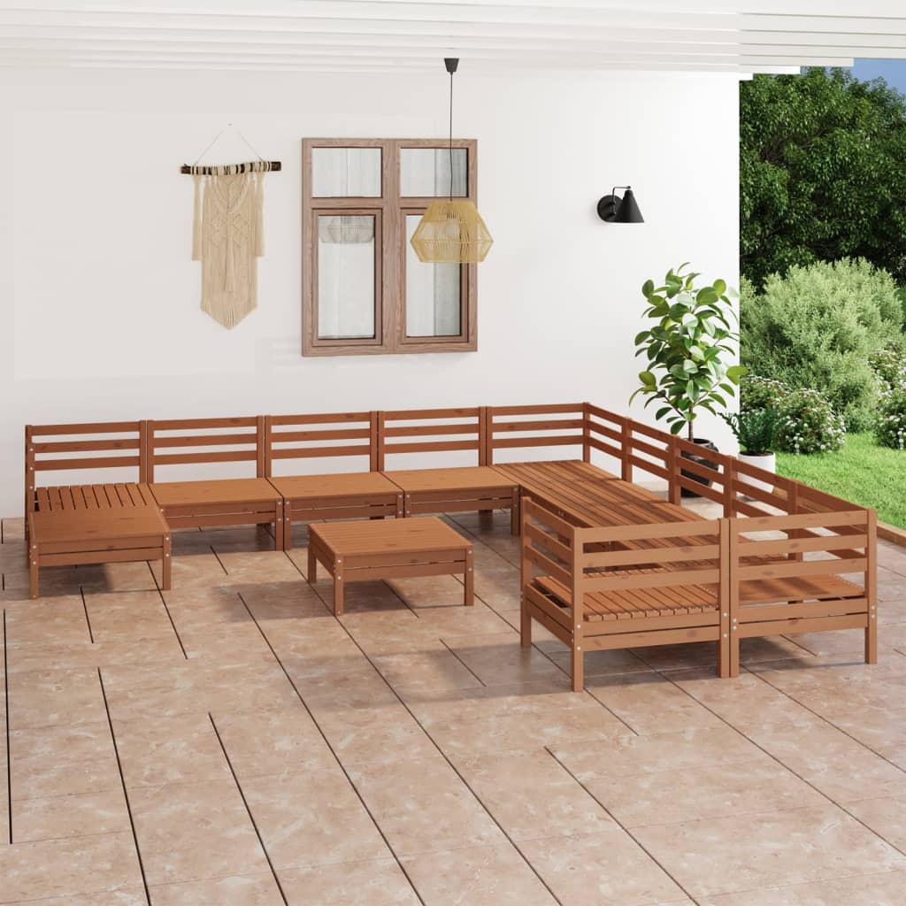 12-tlg. Garten-Lounge-Set Massivholz Kiefer