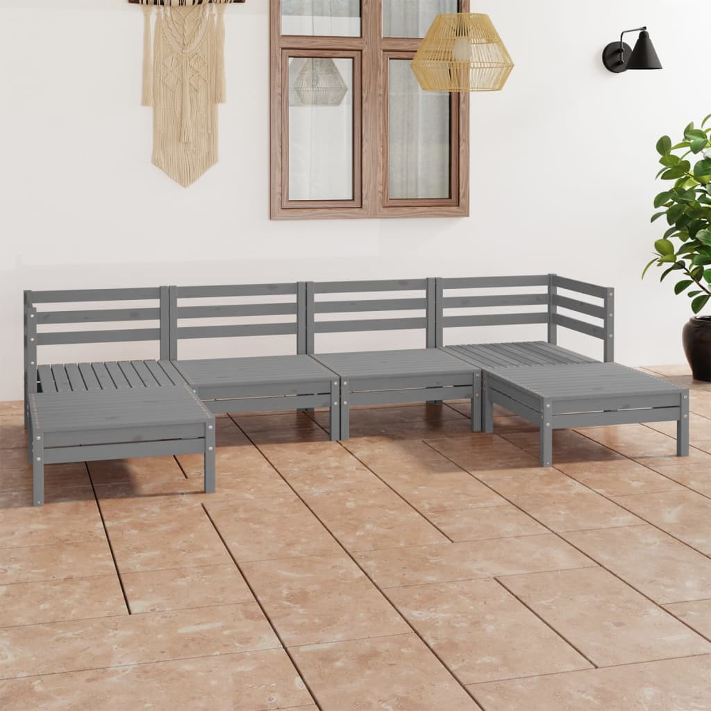 6-tlg. Garten-Lounge-Set Massivholz Kiefer