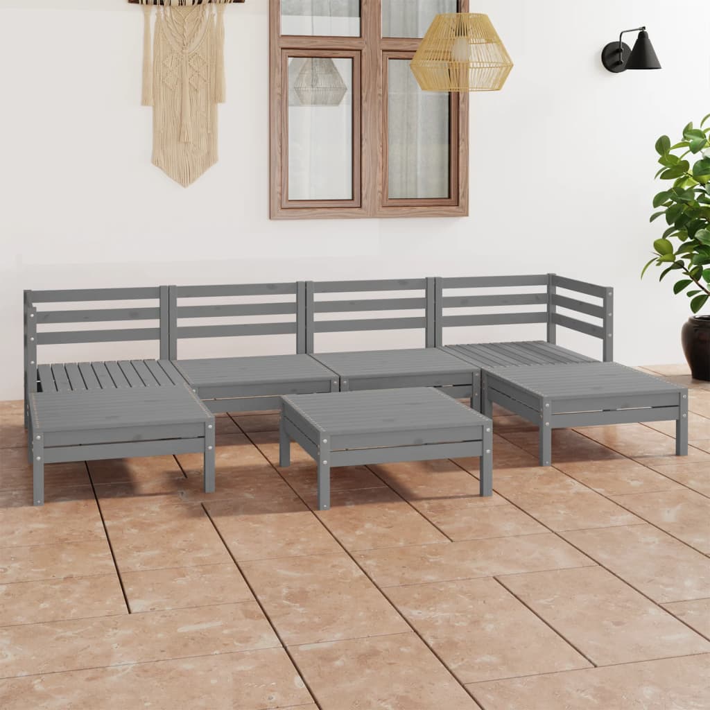 7-tlg. Garten-Lounge-Set Massivholz Kiefer