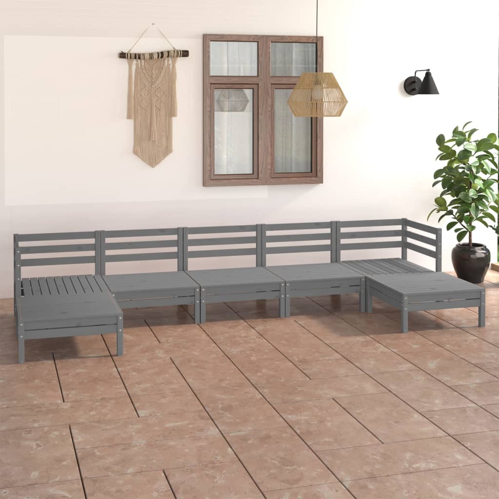 7-tlg. Garten-Lounge-Set Massivholz Kiefer