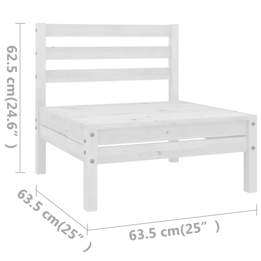 8-tlg. Garten-Lounge-Set Weiß Massivholz Kiefer