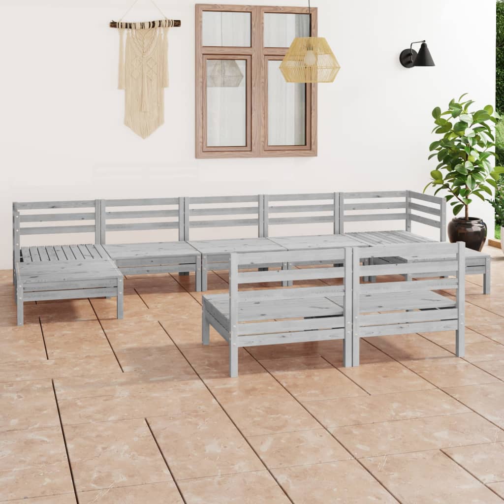 9-tlg. Garten-Lounge-Set Massivholz Kiefer