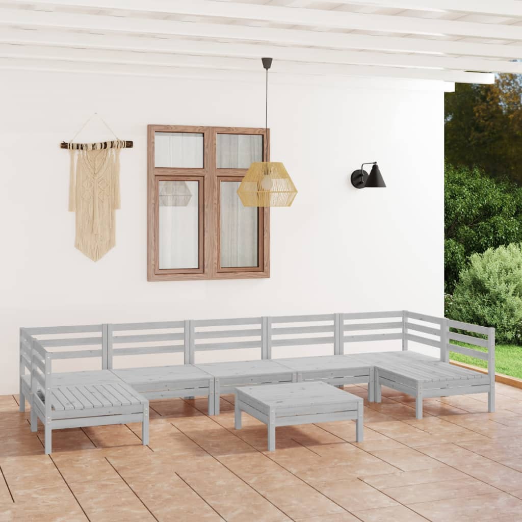 8-tlg. Garten-Lounge-Set Massivholz Kiefer