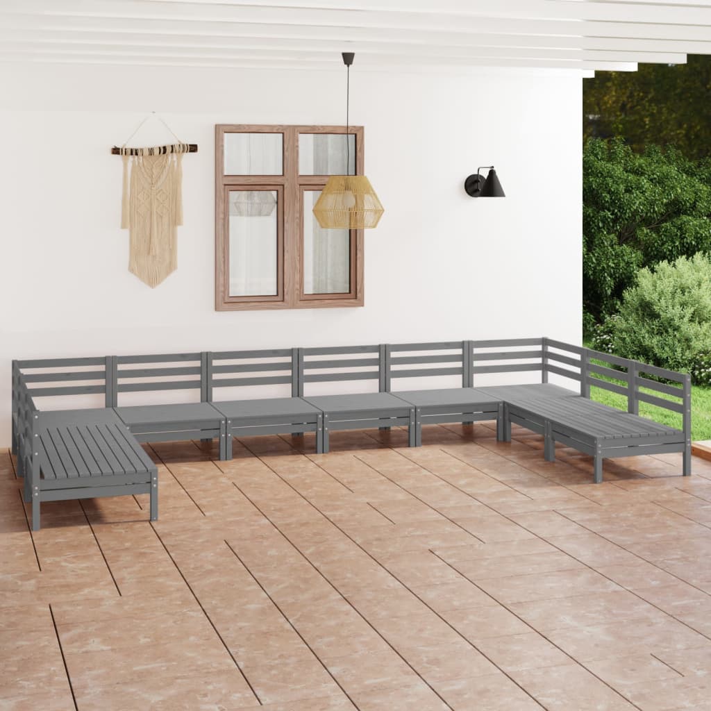 vidaXL 10-tlg. Garten-Lounge-Set Massivholz Kiefer
