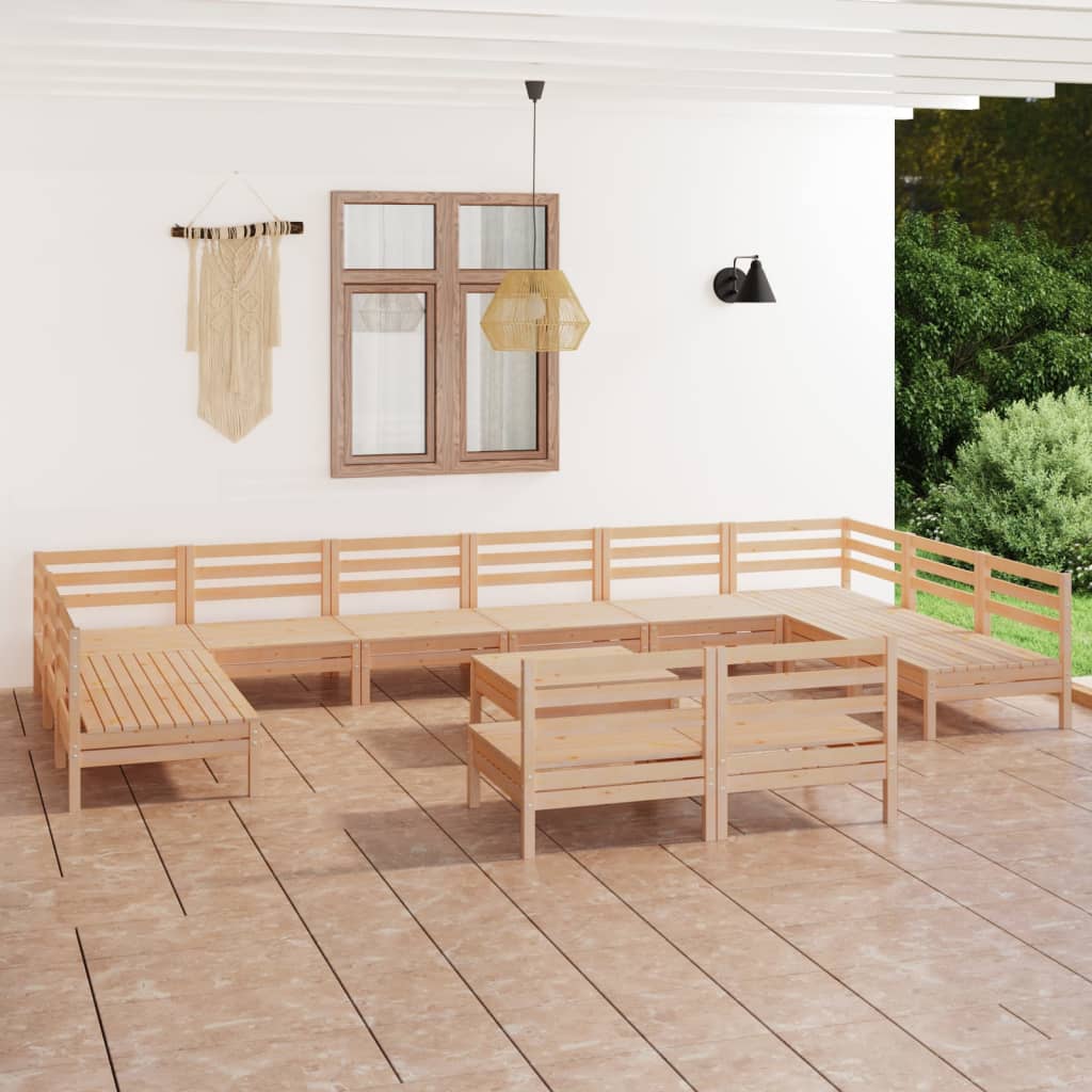 13-tlg. Garten-Lounge-Set Massivholz Kiefer
