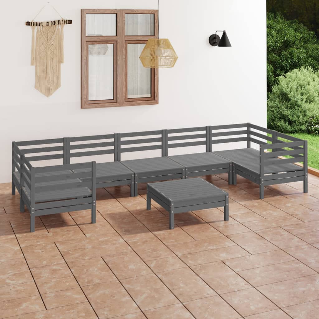 8-tlg. Garten-Lounge-Set Weiß Massivholz Kiefer