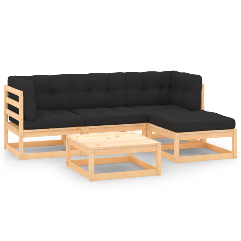 5-tlg. Garten-Lounge-Set Massivholz Kiefer
