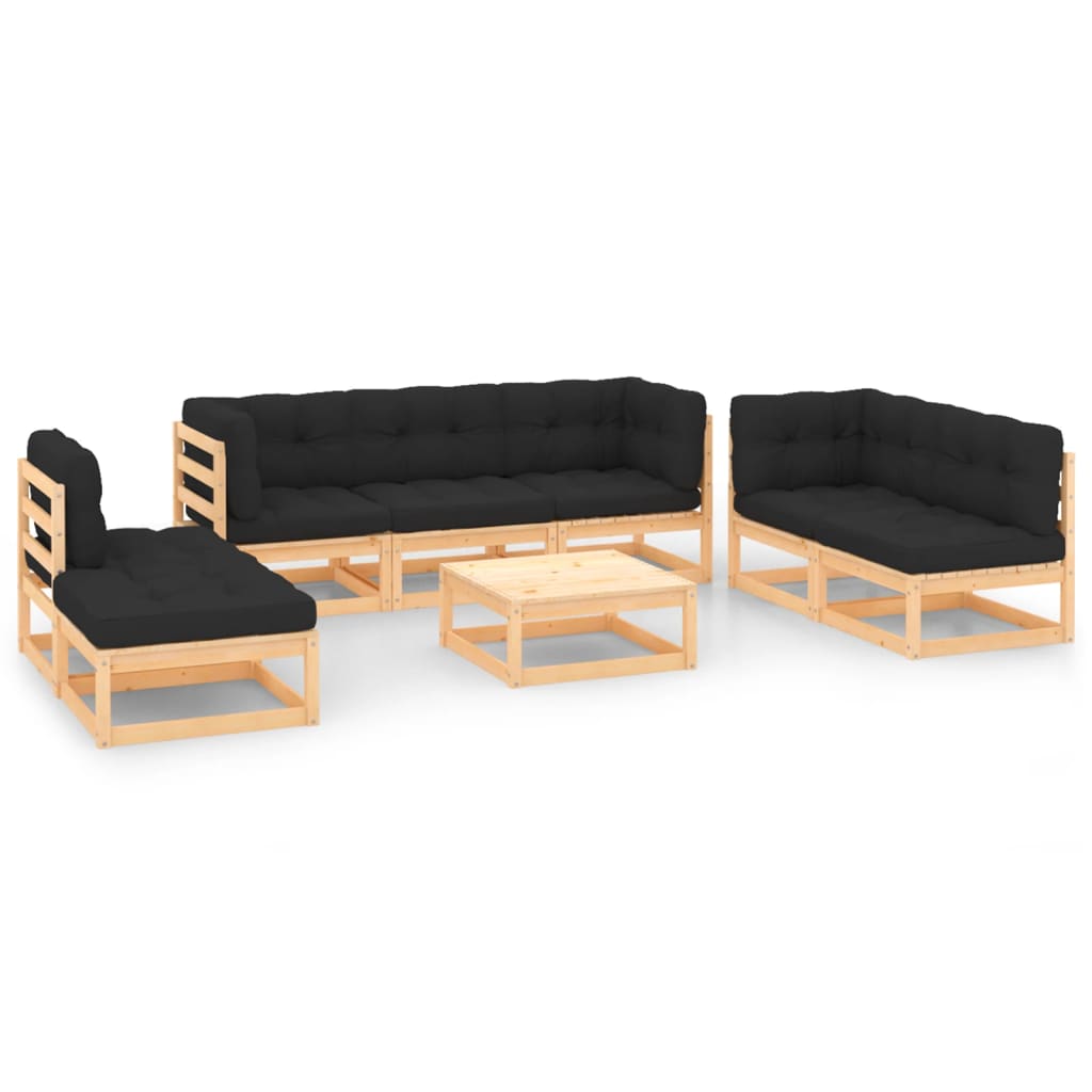 8-tlg. Garten-Lounge-Set Massivholz Kiefer