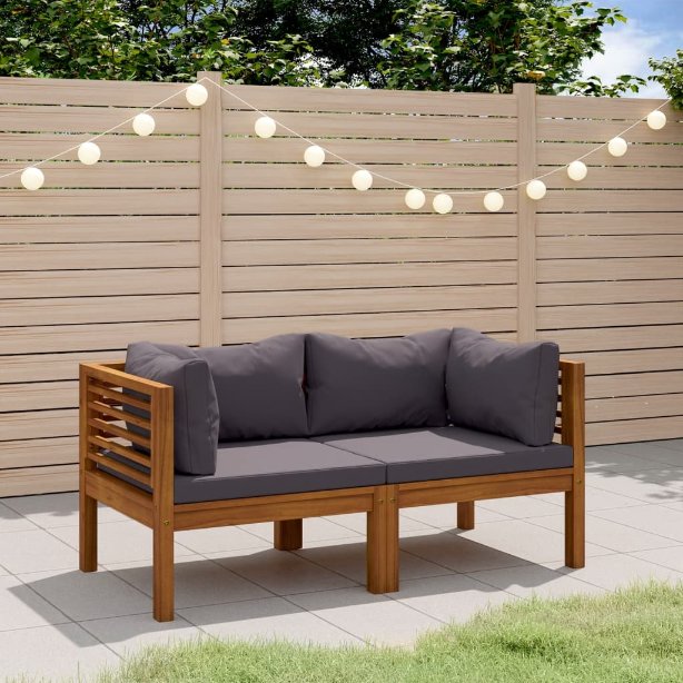 6-tlg. Garten-Lounge-Set mit Auflage Massivholz Akazie