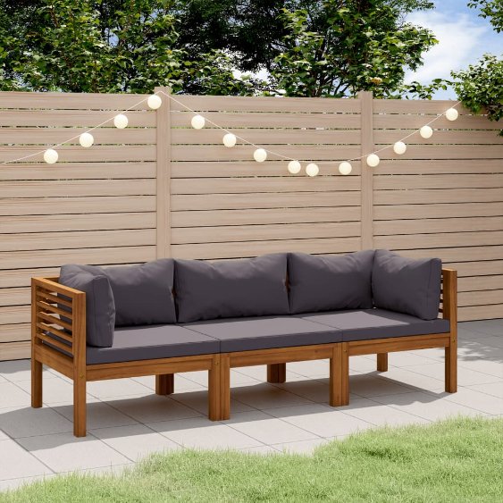 6-tlg. Garten-Lounge-Set mit Auflage Massivholz Akazie