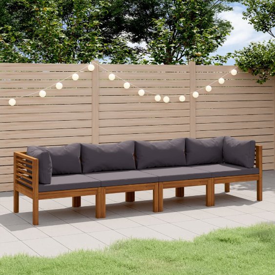 6-tlg. Garten-Lounge-Set mit Auflage Massivholz Akazie