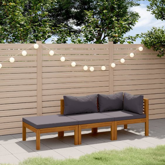 6-tlg. Garten-Lounge-Set mit Auflage Massivholz Akazie