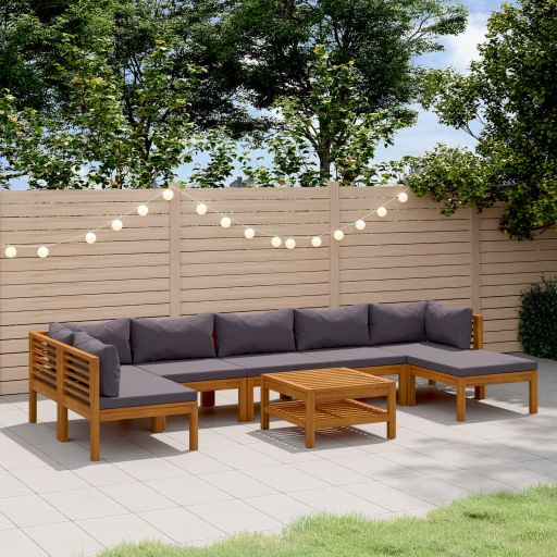 6-tlg. Garten-Lounge-Set mit Auflage Massivholz Akazie