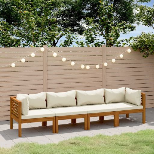 6-tlg. Garten-Lounge-Set mit Auflage Massivholz Akazie