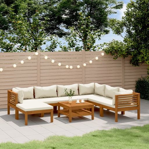 6-tlg. Garten-Lounge-Set mit Auflage Massivholz Akazie