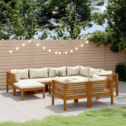 6-tlg. Garten-Lounge-Set mit Auflage Massivholz Akazie