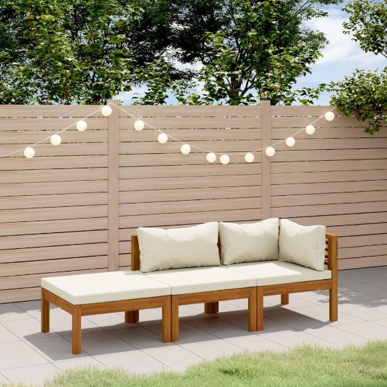 6-tlg. Garten-Lounge-Set mit Auflage Massivholz Akazie