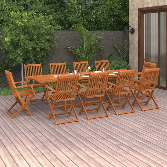 vidaXL 11-tlg. Garten-Essgruppe 280x90x75 cm Massivholz Akazie