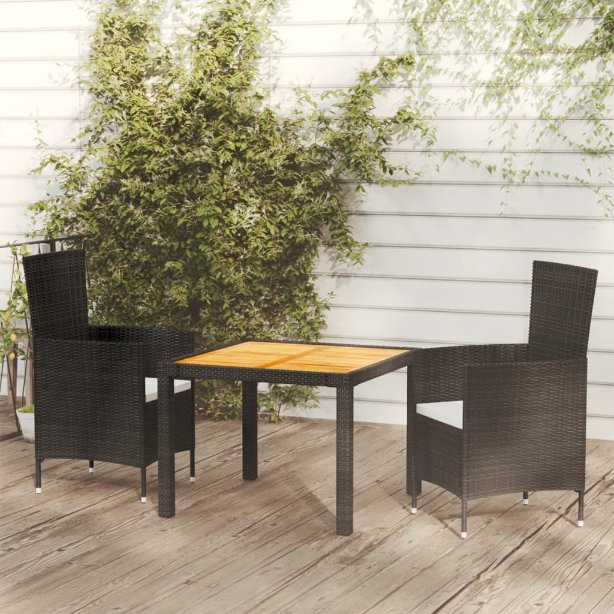 vidaXL 3-tlg. Garten-Essgruppe Poly Rattan Braun