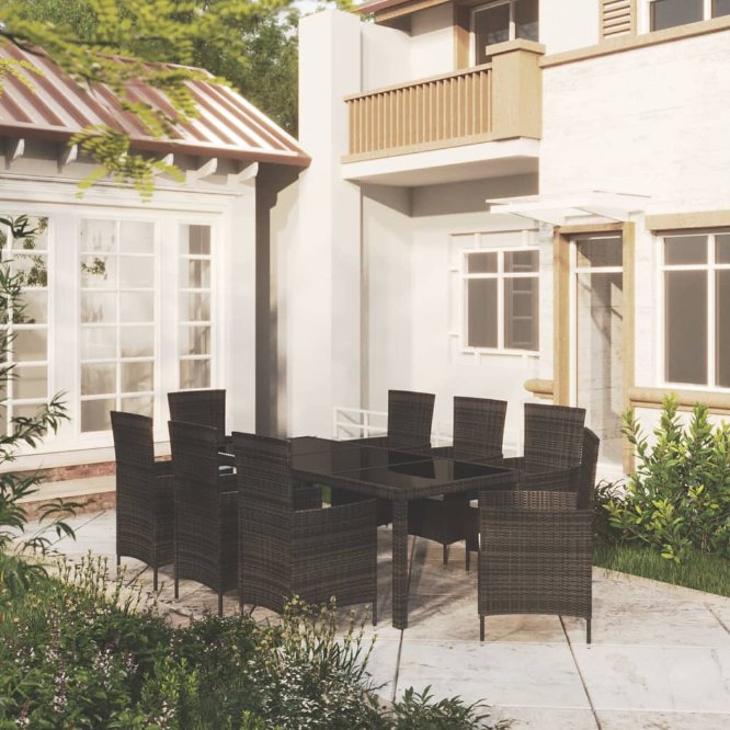 vidaXL 3-tlg. Garten-Essgruppe Poly Rattan Braun