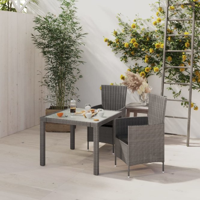 vidaXL 3-tlg. Garten-Essgruppe Poly Rattan Braun