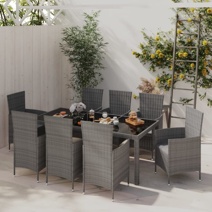 vidaXL 3-tlg. Garten-Essgruppe Poly Rattan Braun