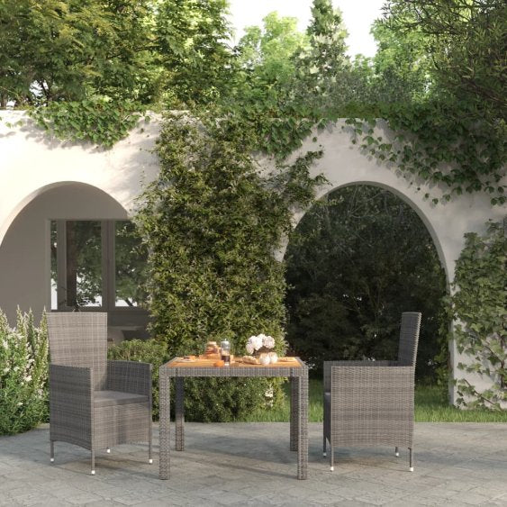 7-tlg. Garten-Essgruppe mit Auflagen Poly Rattan Schwarz