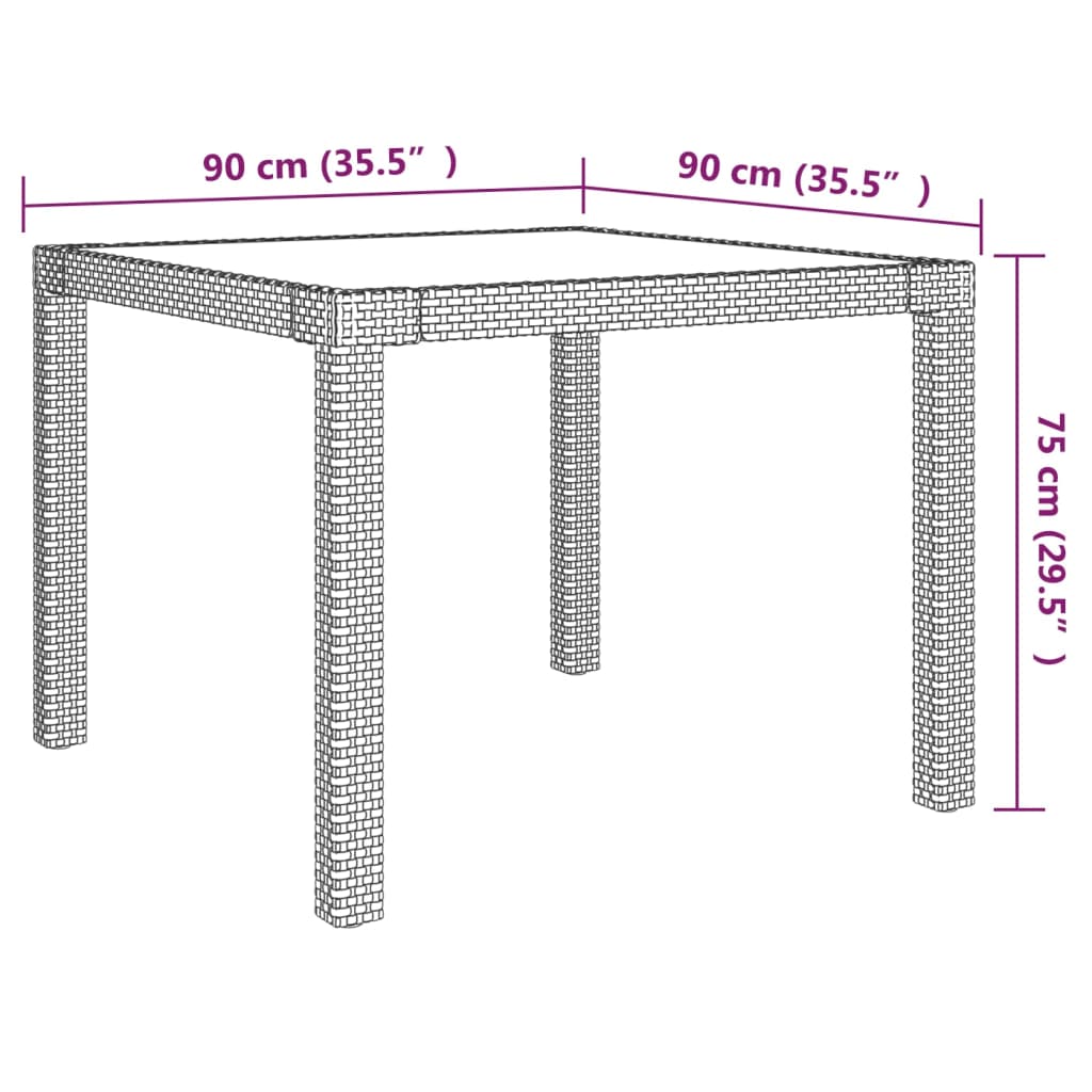 3-tlg. Garten-Essgruppe mit Auflagen Poly Rattan Schwarz