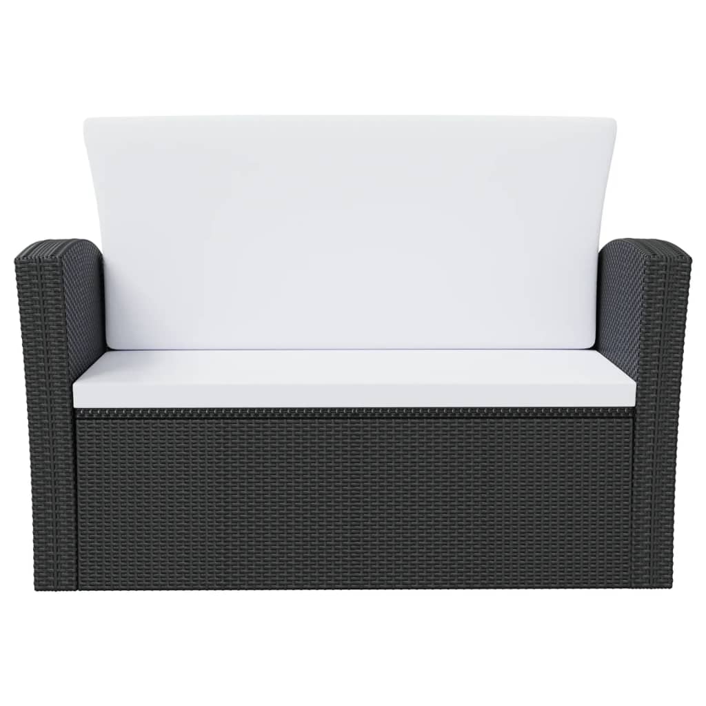 vidaXL 8-tlg. Garten-Lounge-Set mit Kissen Poly Rattan Schwarz
