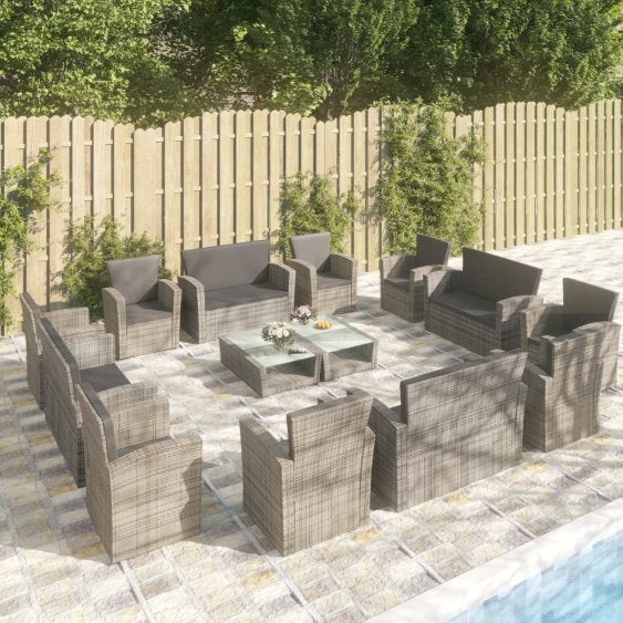 vidaXL 8-tlg. Garten-Lounge-Set mit Kissen Poly Rattan Schwarz