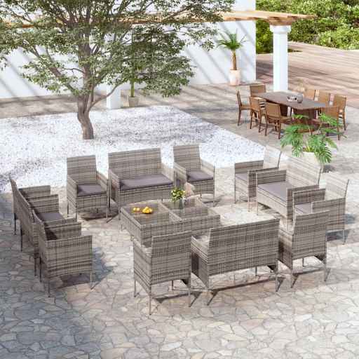 8-tlg. Garten-Lounge-Set mit Auflagen Poly Rattan Schwarz