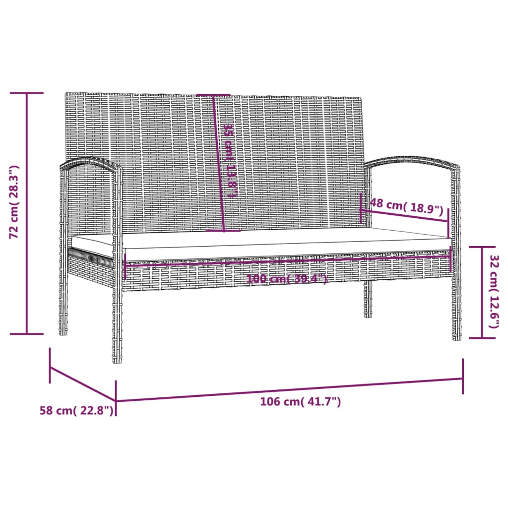 8-tlg. Garten-Lounge-Set mit Auflagen Poly Rattan Schwarz