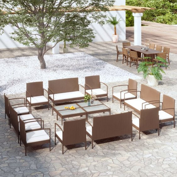 8-tlg. Garten-Lounge-Set mit Auflagen Poly Rattan Schwarz