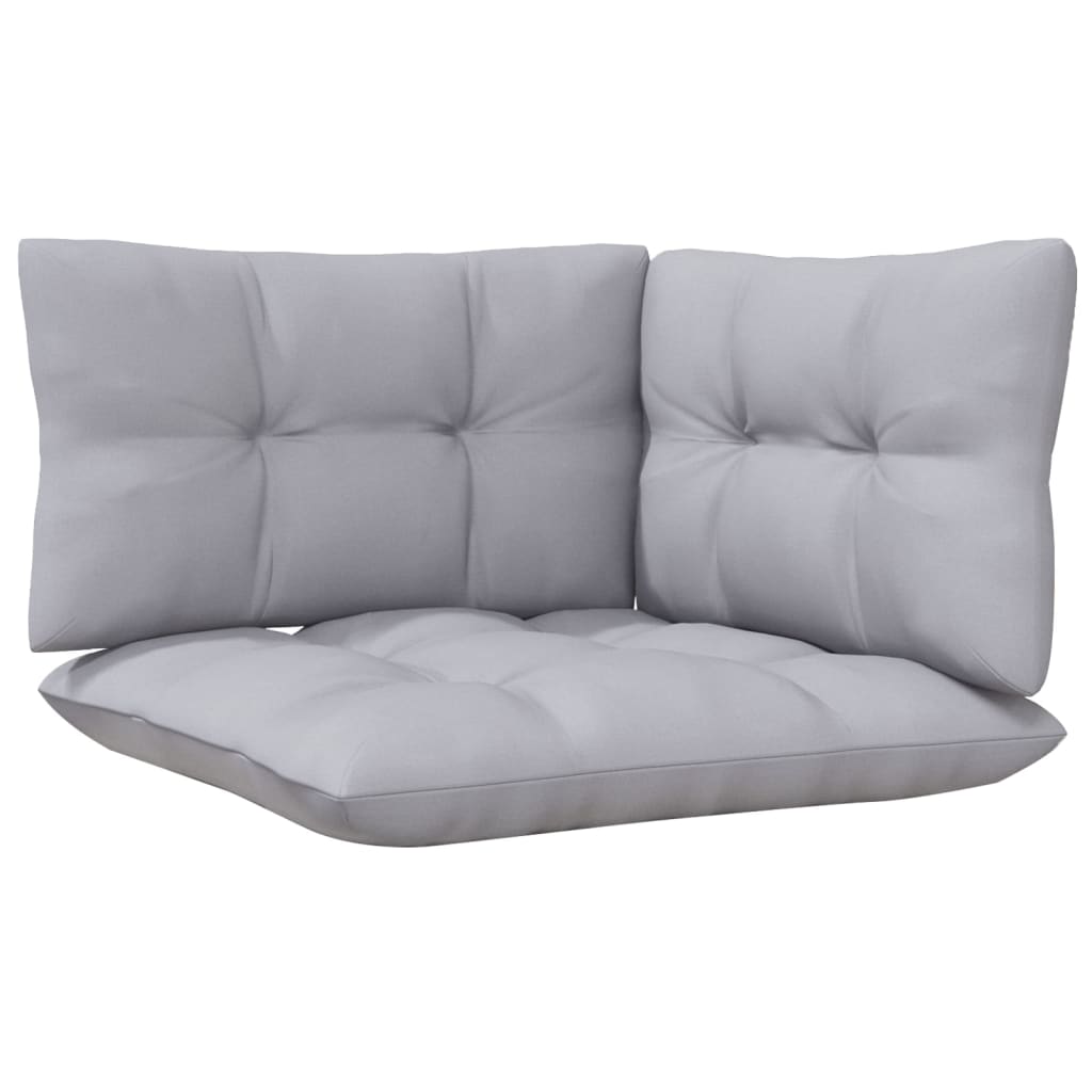 4-tlg. Garten-Lounge-Set mit Grauen Kissen Kiefernholz