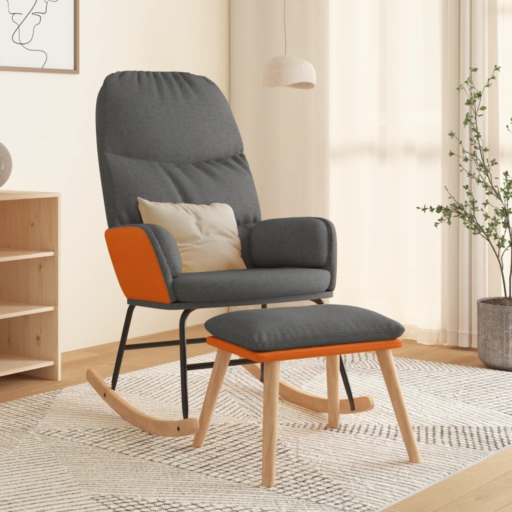 Schaukelsessel mit Hocker Blau Stoff